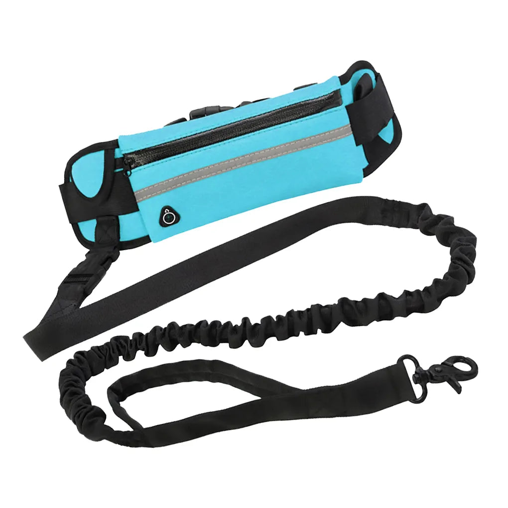 Hands Free Dog Leash for Running Walking Reflective Leash with Waist Bag Retractable Elastic Belt Dog Traction Rope Pet Products