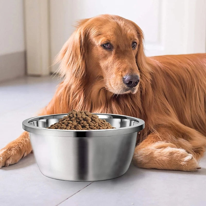Large Stainless Steel Dog Bowls Thick Smooth Metal Food and Water Dishes