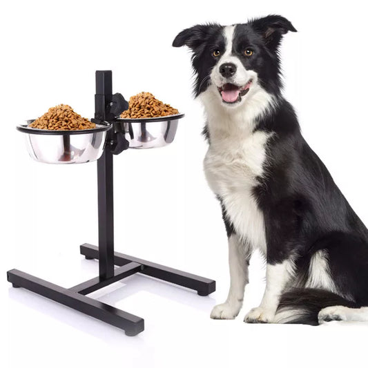 Dog Bowl Adjustable Standing Pet Bowl Floor Type Dog Feeder Stainless Steel Double Bowl Four-legged Pet Feeder Dod Accessories