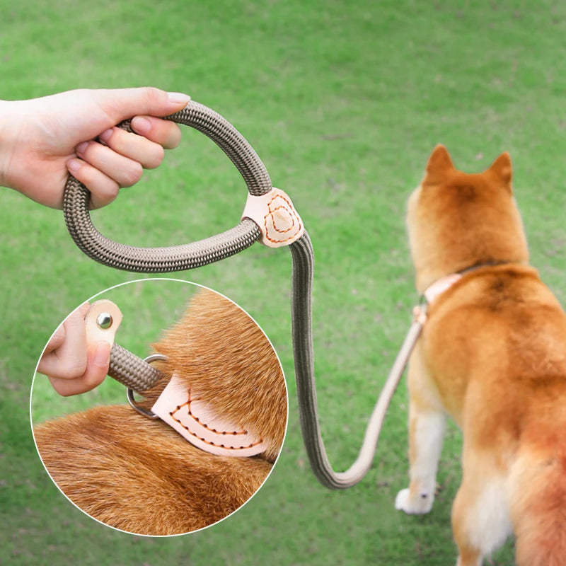 Dog Leash Nylon Dogs Lead Leash Adjustable Harness Durable Rope Belt Loop Collar Safety Walking Training for Medium Large Dogs