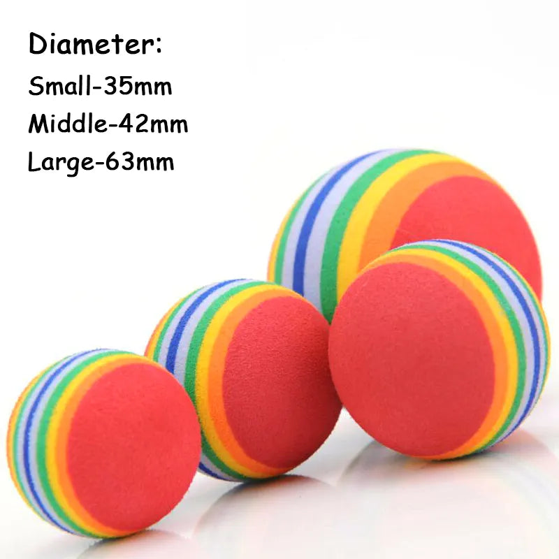 5pcs EVA Foam Balls Pet Dog Cat Toy Ball Soft Rainbow Balls Playing Chewing Rattle Scratch Training Rubber Toy Interactive Toys