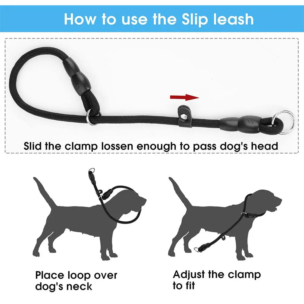 Dog Training Leash Slip Pet Dog Nylon Rope  Strap Adjustable Traction Collar For Small Medium Large Dogs Pet Accessories