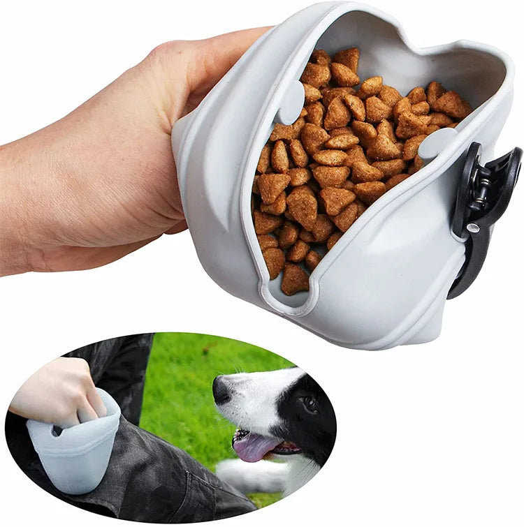 Silicone Dog Treat Bag Pet Portable Dog Training Waist Bag Outdoor Feeder Puppy Snack Pouch Food Reward Storage Bag Pet Supplies